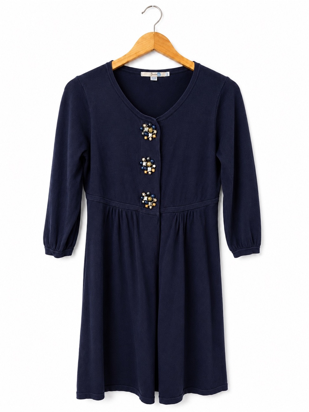 Vintage Boden Navy Jeweled Button Longline Cardigan Sweater US 8 UK 12